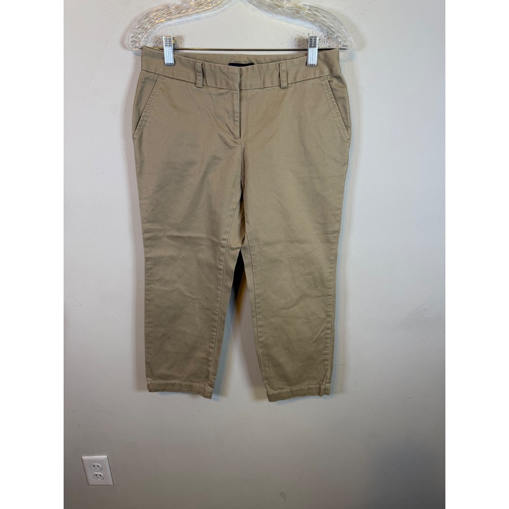 Lands End Womens Chino Pants Fit 1 Stretch Cotton Khaki Tan Size 2
